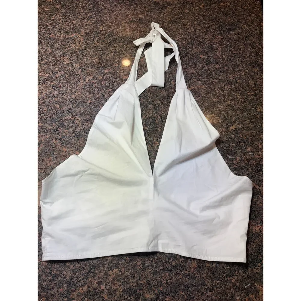 Staud 100% Cotton Halter Side Zipper Size 14 NWT - Picture 4 of 16